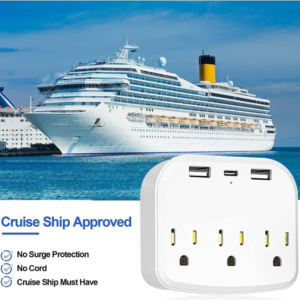 BOHASHIN Power Strip with USB Ports,Cruise Essentials,Power Strip with 3 Outlets and 3 USB Ports(1 USB C), Non Surge Protector for Cruise Ship, Travel, Home Office, ETL Listed